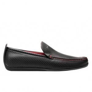NEW PORSCHE DESIGN men's beverly hills carbon design moccasins in black/red